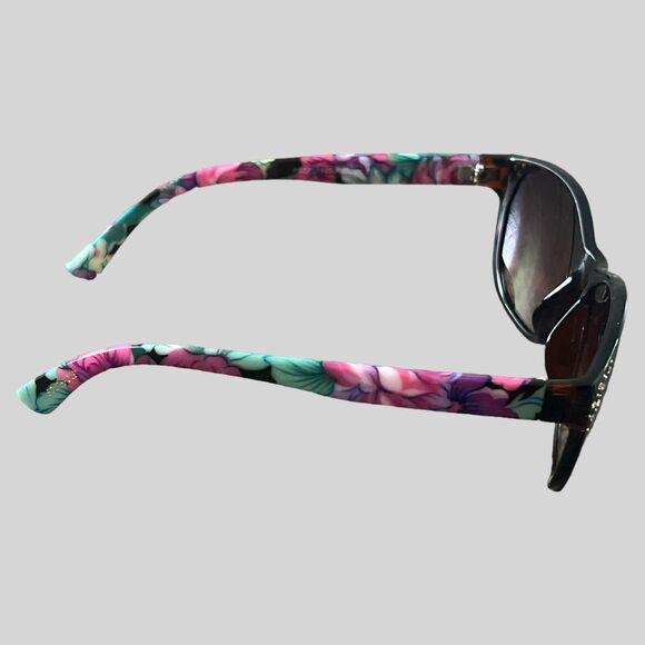 Southpole Shield Sunglasses Brown Lens Floral Arms Rhinestone Detail Y2K - Picture 3 of 5